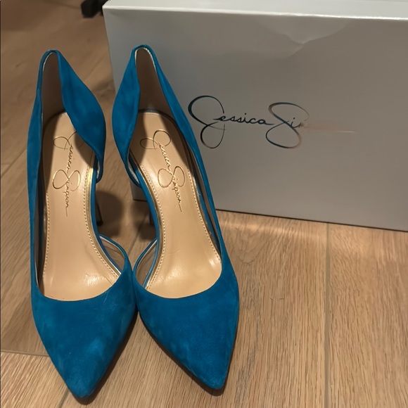 Jessica Simpson Teal Women's Heels broken heel - Picture 1 of 9